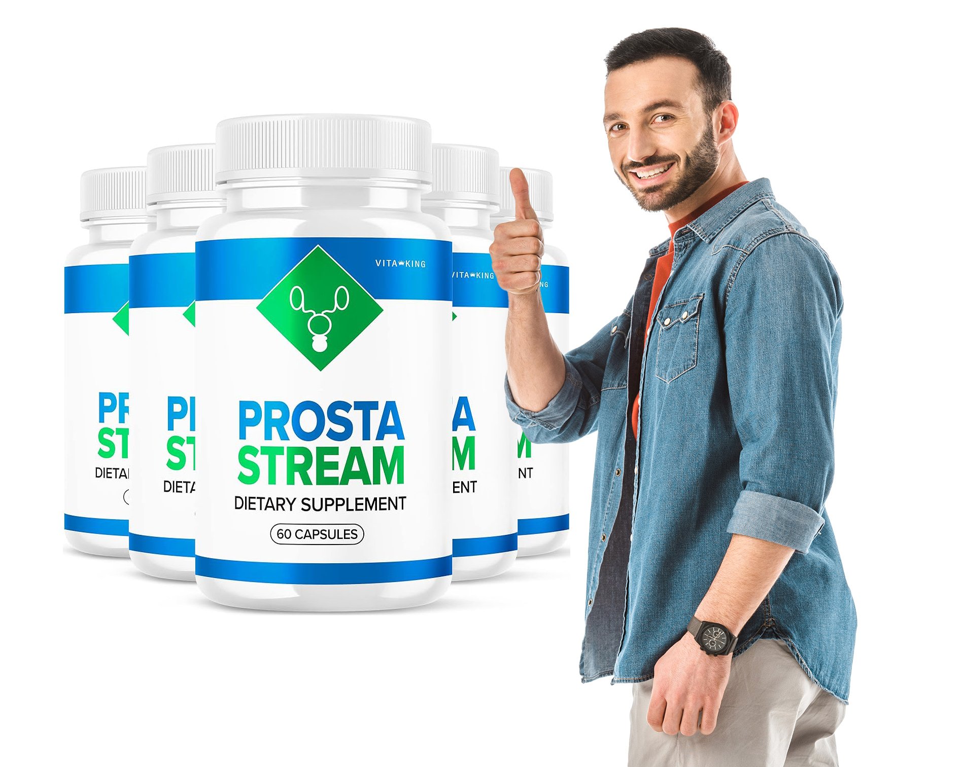 Prostastream: cheerful man showing thumb up and looking at the camera